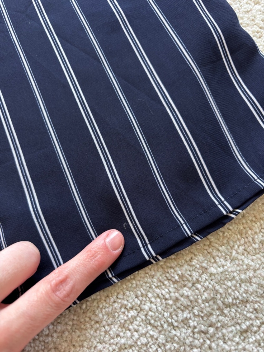 Japna Navy and White Vertical-Stripe Wide-Leg Jumpsuit Sleeveless - Picture 10 of 10